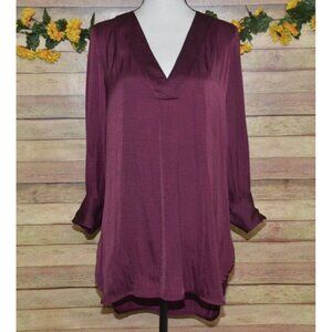 Catherine Malandrino Blouse Top Plum Purple V-neck Lightweight Ladies Size S